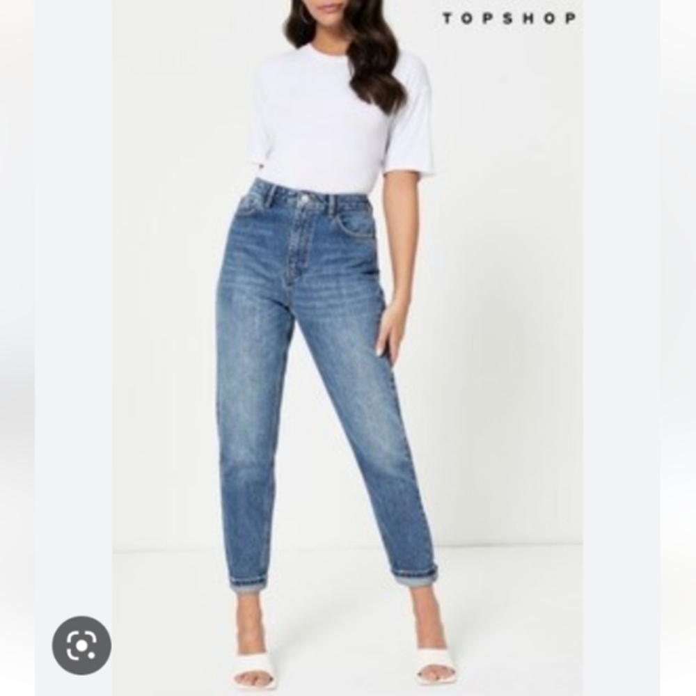 Topshop‎ mom jeans 100% cotton denim,cropped length,30